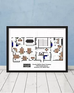 The Office Dunder Mifflin Scranton Grundriss Kunstgeschenk Schrute Jim Michael Scott - Bild 1 von 3
