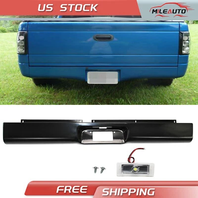 Rear Bumper Roll Pan w/License LED Light For 1997-2004 Dodge Dakota Fleetside Foto 1 de 4