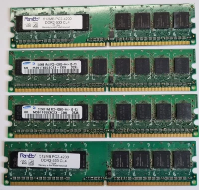4 X 512mb (2GB Total) DDR2 Laptop Memory PC2-4200 2 x Samsung 2 x RamBo DDR2-533 - Image 1 of 2