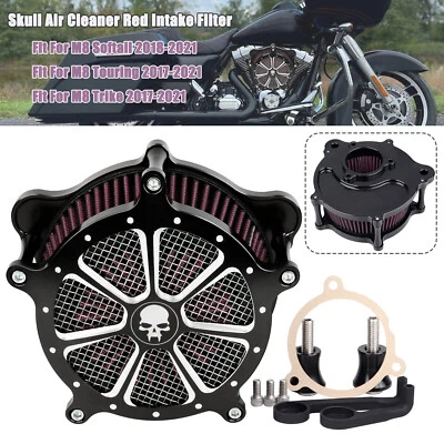 Skull Air Cleaner Intake Filter For Harley CVO Road Glide Ultra Limited Softail Foto 1 de 4