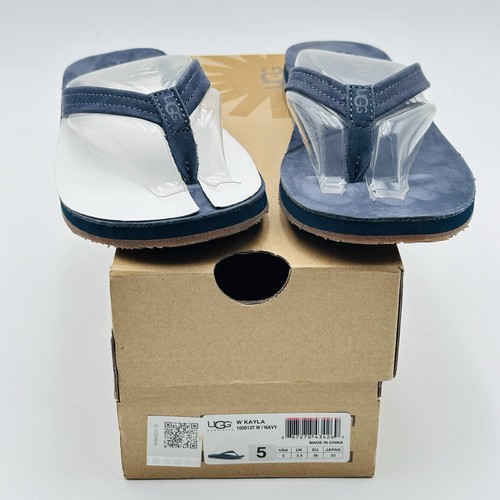 UGG W Kayla sandali infradito in pelle taglia 5 scarpe donna blu navy NUOVI