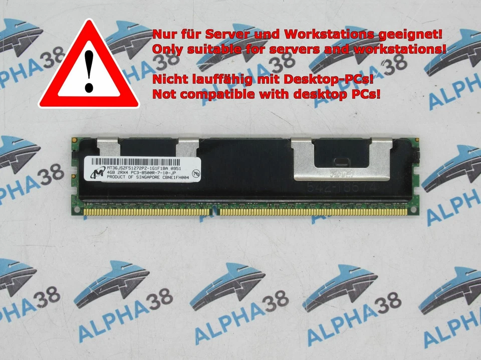 Micron 4 GB DDR3-1066 PC3-8500R MT36JSZF51272PZ-1G1 CL7 15V Memoria Ram Server - Immagine 1 di 1