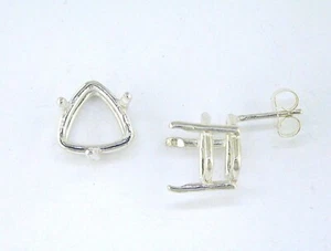 Trillion Center Prong Earring Setting Sterling Silver - Picture 1 of 1