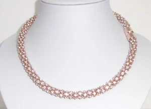 Halskette Collier Farbe rotgold mit weißem Kristall + Magnetverschluß - neu - Bild 1 von 1