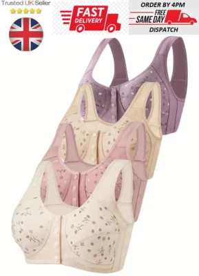 Sujetador de sujeción frontal para mujer de algodón inalámbrico sin almohadilla sujetadores suaves cómodos talla grande  Foto 1 de 4