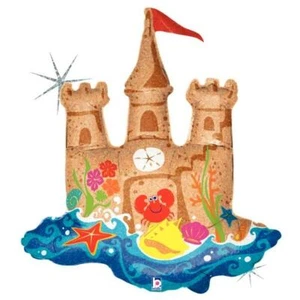 Sand Castle Shaped 35" Holographic Foil Balloon - Picture 1 of 1