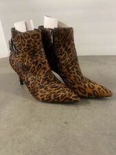 Naturalizer Alaina Cheetah Leather Ankle Booties Size 7W New