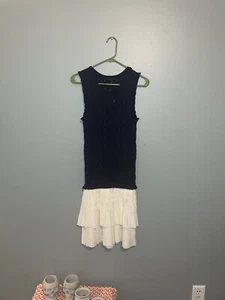 NWT Current Air Pleated Mini Dress Size Extra Small Navy Ivory Anthropologie - Picture 1 of 6