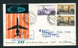 ITALIA (S1004) 1959 Cubierta PRIMER VUELO SAS CARAVELLE JET a Bagdad Irak - Imagen 1 de 2