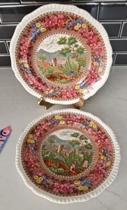 Antique Delft Spode Copeland England 2 Pc On The Mouddach 226336 Dinner Plates - Picture 1 of 24