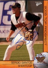 2005 Tucson Sidewinders SERGIO SANTOS Signed Card autograph AUTO DBACKS