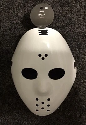 NWT~Hockey Mask ~Jason~White Plastic~Costume Accessory~Teen /Adult~👀 - Image 1 of 3