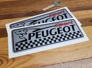 PEUGEOT Sport Plata Logo Pegatinas Coche 6" Par Carrera Rally Carreras 205 306 GTi - Imagen 1 de 1