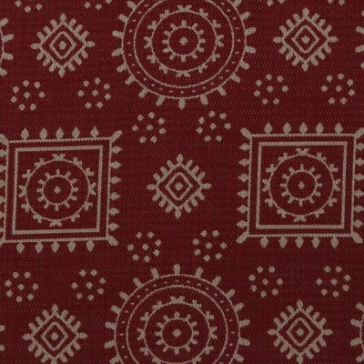 P KAUFMANN EVICTION CRANBERRY RED SUZANI GEO JACQUARD FABRIC BY THE YARD 54"W - Image 1 of 4