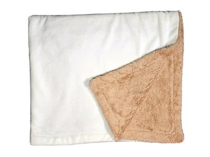 BEANSPROUT Baby Blanket Brown Beige Fleece Soft 30x36 Bean Sprout EUC - Picture 1 of 3