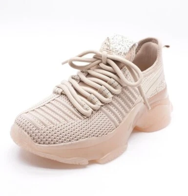 steve madden girl’s JMAXIMA rhinestone sneaker tennis shoe athletic tan beige 1 - Image 1 of 4