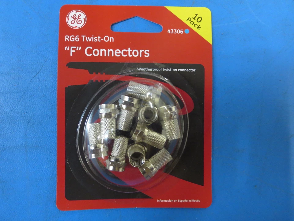 GE 43306 RG6 COAX Twist-On "F" Connectors- 20 PACKS OF 10 PCS - Image 1 of 1