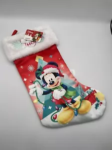 NEU Disney Mickey Mouse 18" Weihnachten Satin/Kunstfell Strumpf von Ruz - Bild 1 von 4