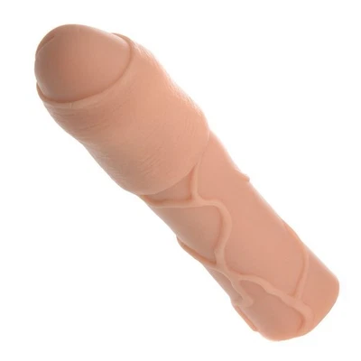 RealSkin Vibrating Uncircumcised 3" Penis Extender Extension Xtender Sleeve - Image 1 of 4