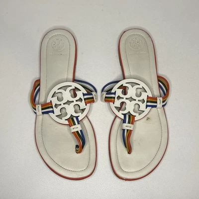 Sandalias TORY BURCH Mignon Miller Arco Iris Blanco 7.5 Orgullo 🌈 Foto 1 de 4