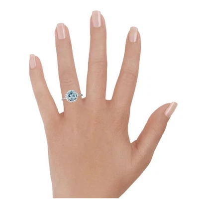 1.80Ct Round Cut Lab-Created Aquamarine Diamond Engagement Ring Solid White Gold - Image 1 of 4