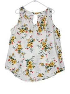 Old Navy V-neck Top Large Keyhole Sleeveless Irovy Floral - Picture 1 of 7