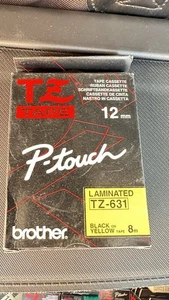BROTHER TAPE LABEL CASSETTE TZ631, BLACK ON YELLOW, NEW UNUSED STOCK. - Picture 1 of 1