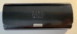 Saks Fifth Avenue Glasses Hard Protective Case Black Leather - Snap Close - Picture 1 of 4