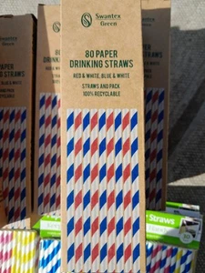 1400 ++ Bulk Paper Straws Eco Friendly Multi Colour Stripe Biodegradable Straws - Picture 1 of 3