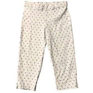 Cathy Daniels Capri Pants MED White Navy All Over Anchors Nautical Beach Comfy - Picture 1 of 20