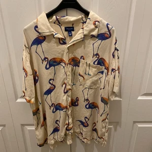 Arizona Jean Company Rosa Flamencos Palma Bolsillo Botón Camisa Cuello XXL Viscosa - Imagen 1 de 6