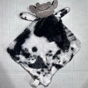 Trend Lab Baby Lovey Cow Plush Security Blanket Black White Farm Grey - Picture 1 of 5
