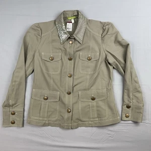 Sigrid Olsen Embellished Jacket Size 12 Utility Boho Career Glam Statement NWT - Picture 1 of 6