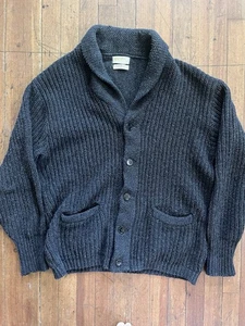 VTG 60s Chunky Knit Button Cowichan Sweater Cardigan Jacket Shawl L Milwaukee WI - Picture 1 of 6