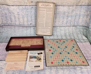 Vintage 1953 SCRABBLE Board Game Selchow & Righter, Complete 100 Wood Tiles - Picture 1 of 15