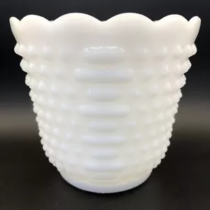 Vintage Hobnail Bars White Milk Glass Fire King Oven Ware Bowl/Vase/Planter - Picture 1 of 6