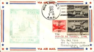 Pan American World Airways Erstflug Flughafen New York - Basra Irak - 1949 - Bild 1 von 2