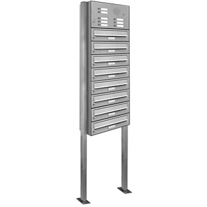 8er Premium Edelstahl Standbriefkasten Anlage Klingel Postkasten mit Ständer 1x8 - Bild 1 von 4