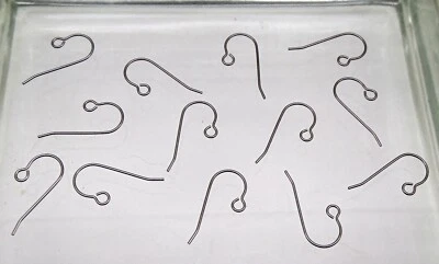 100 Pure TITANIUM Ear Wires Hook with Open Loop ~ Grade 1 No Nickel ~ 24mm Post - Image 1 of 4