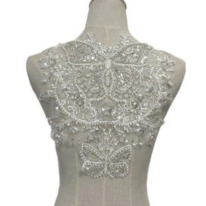 1 x applique fai da te farfalla perline ricamate pizzo retrò paillettes toppe passamanerie - Foto 1 di 6