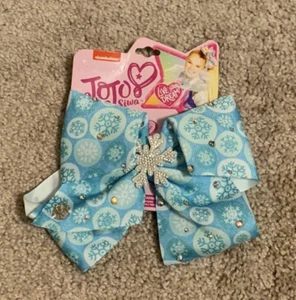 JoJo Siwa Girls Blue Snowflake Holiday Winter Bow Hair Clip Jewels - Picture 1 of 2