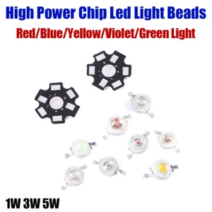 SMD High Power 1W 3W 5W Yellow Red Green Blue Light Bead LED Bulb Chip 360-660nm - Picture 1 of 34