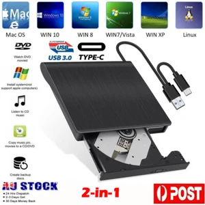 External CD DVD Drive Type C USB3.0 Disc Player Burner Writer For PC Mac Laptop* - Picture 1 of 15