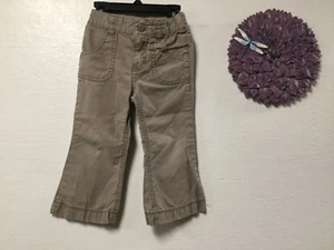 Cherokee Girls Pants Size 2 T Khaki Elastic Waist Four Pockets Butterfly 168 - Picture 1 of 4