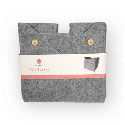 * Felt Basket * - Stylish Decorative/Storage 8" x 8" x 8" Foldable Basket ~GREY~ Cover