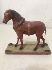 Antique Vintage Primitive Folk Art Paper Mache Horse Pull Toy