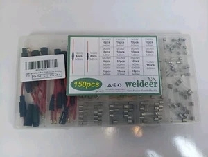 Glassicherungen Weideer Sortiment Set 250V 6X30mm, 0,5A, 1A, 2A, 3A, 12A, 15A, Neu - Bild 1 von 5
