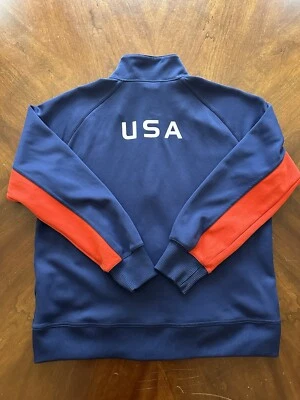 Adidas США трек куртка молодежи большой синий красный белый Олимпийских игр чемпионата мира - Изображение 1 из 4