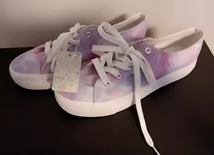Mudd Schuhe Batik rosa lila niedrige Damen-Sneaker Größe 8,5 Schnürschuhe neu mit Etikett - Bild 1 von 8