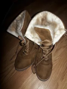 Michael Kors ANGIE Suede Faux Fur Lined Boots Size 3 - Picture 1 of 8